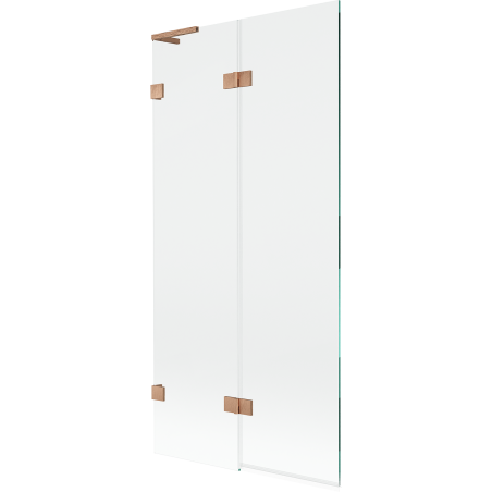 Mexen Lunar L badwand 2-vleugelig links 90 x 150 cm, transparant, geborsteld koper - 897L-090-100-65-00-L