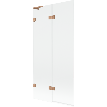 Mexen Lunar L parawan nawannowy 2-skrzydłowy lewy 90 x 150 cm, transparent, miedź szczotkowana - 897L-090-100-65-00-L