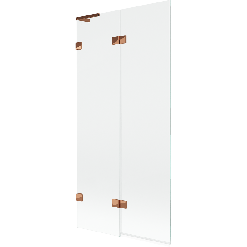 Mexen Lunar L mampara de baño de 2 hojas izquierda 90 x 150 cm, transparente, oro rosa - 897L-090-100-60-00-L