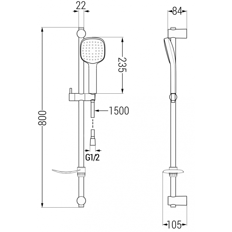 Mexen DF33 schiebbares Duschset, schwarz - 785334582-70