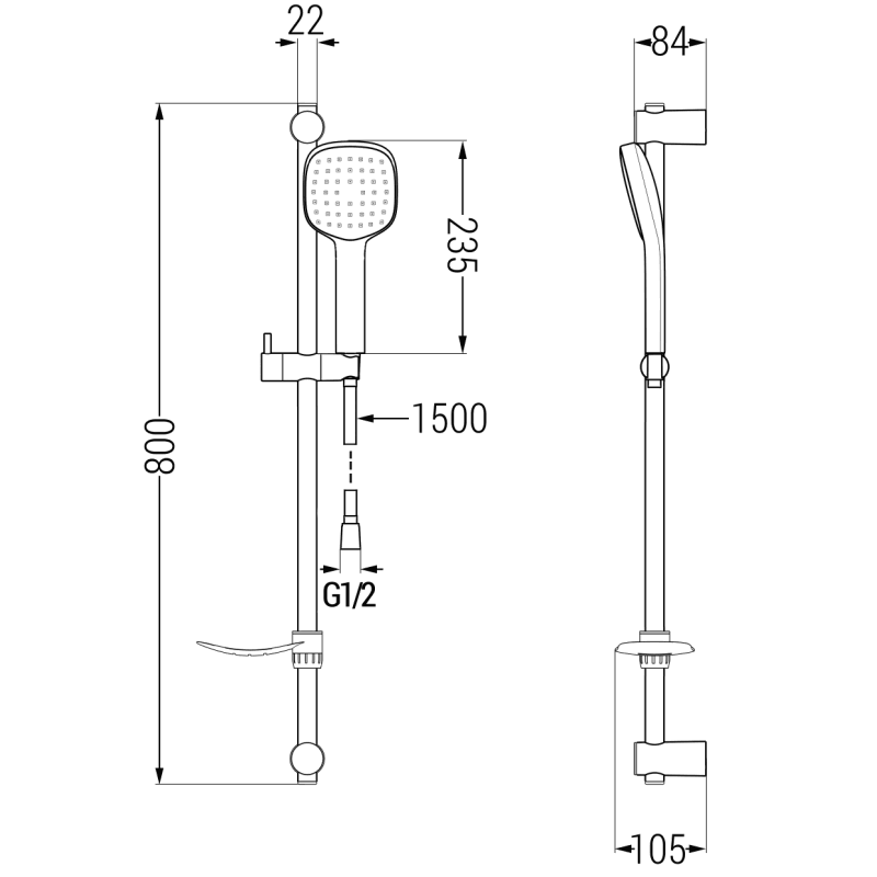 Mexen DF33 sliding shower set, black - 785334582-70