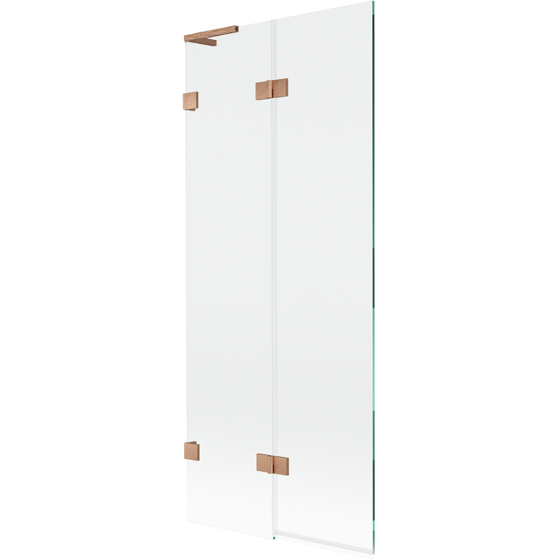 Mexen Lunar L Duschwand 2-flügelig links 80 x 150 cm, transparent, gebürstetes Kupfer - 897L-080-100-65-00-L