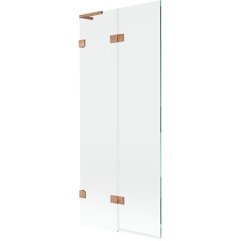 Mexen Lunar L parawan nawannowy 2-skrzydłowy lewy 80 x 150 cm, transparent, miedź szczotkowana - 897L-080-100-65-00-L