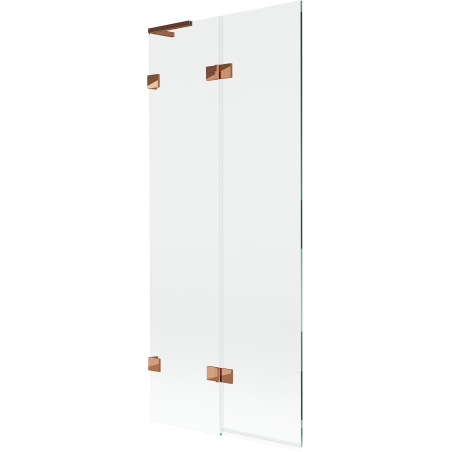 Mexen Lunar L left 2-panel bath screen 80 x 150 cm, transparent, rose gold - 897L-080-100-60-00-L