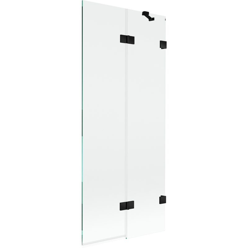 Mexen Lunar paratia per vasca da bagno a 2 ante, destra, 80 x 150 cm, trasparente, nero - 897-080-100-70-00-P