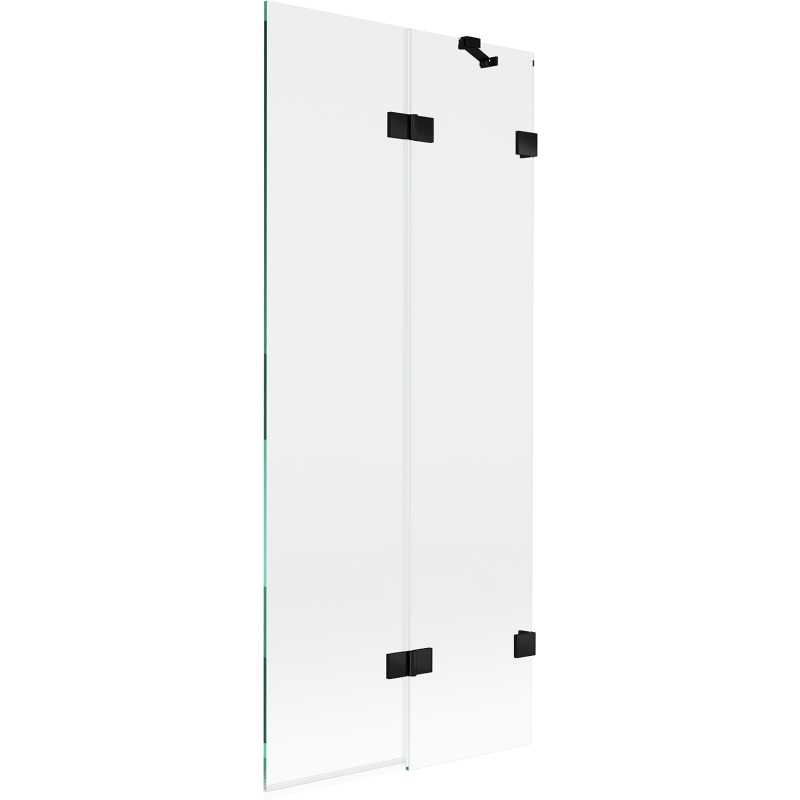 Mexen Lunar paroi de baignoire à 2 volets droite 80 x 150 cm, transparent, noir - 897-080-100-70-00-P