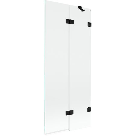 Mexen Lunar badwand 2-delig rechts 80 x 150 cm, transparant, zwart - 897-080-100-70-00-P