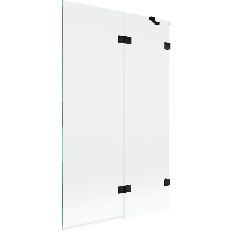 Mexen Lunar badwand 2-delig rechts 110 x 150 cm, transparant, zwart - 897-110-100-70-00-P