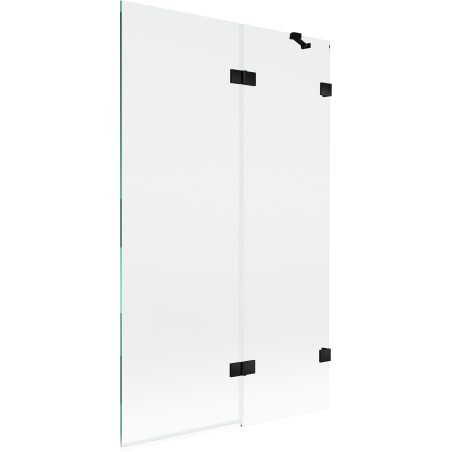 Mexen Lunar paratia per vasca da bagno a 2 ante destra 110 x 150 cm, trasparente, nero - 897-110-100-70-00-P