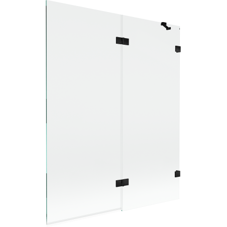 Mexen Lunar badkamerwand 2-vleugelig rechts 140 x 150 cm, transparant, zwart - 897-140-100-70-00-P