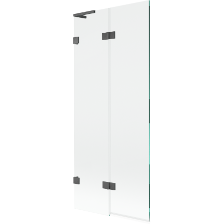 Mexen Lunar L badwand 2-delig links 80 x 150 cm, transparant, geborsteld geweergrijs - 897L-080-100-66-00-L