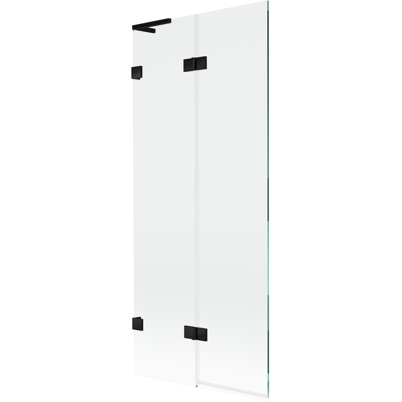 Mexen Lunar L paroi de baignoire à deux volets gauche 80 x 150 cm, transparent, noir - 897L-080-100-70-00-L