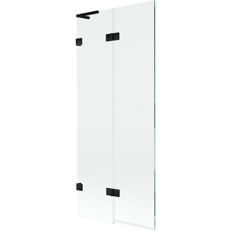 Mexen Lunar L vannitoauks, 2-tiivaline, vasakpoolne 80 x 150 cm, läbipaistev, must - 897L-080-100-70-00-L
