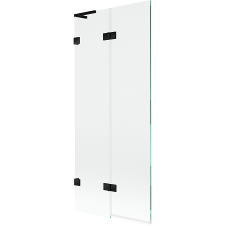 Mexen Lunar L badwand 2-delig links 80 x 150 cm, transparant, zwart - 897L-080-100-70-00-L