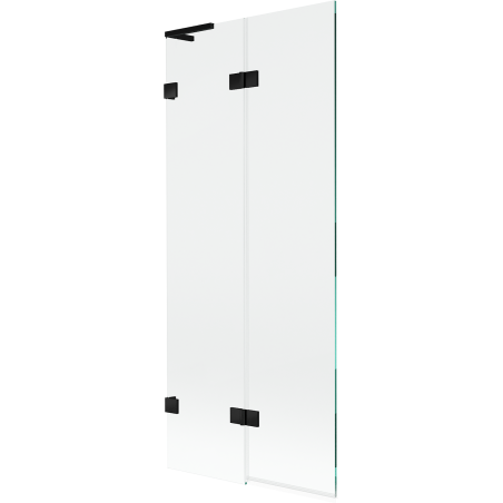 Mexen Lunar L dvodijelna lijeva zidna pregrada za tuširanje 80 x 150 cm, prozirna, crna - 897L-080-100-70-00-L