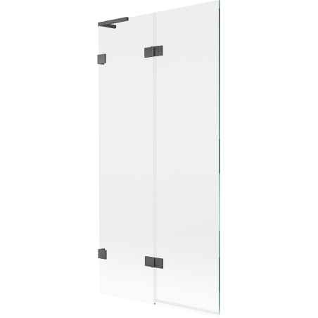 Mexen Lunar L lijevi dvokrilni paravan za kadu 90 x 150 cm, proziran, brušeni sivi - 897L-090-100-66-00-L
