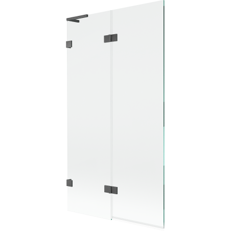 Mexen Lunar L 2-delad vänster badkarsvägg 100 x 150 cm, transparent, borstade kanoner grå - 897L-100-100-66-00-L