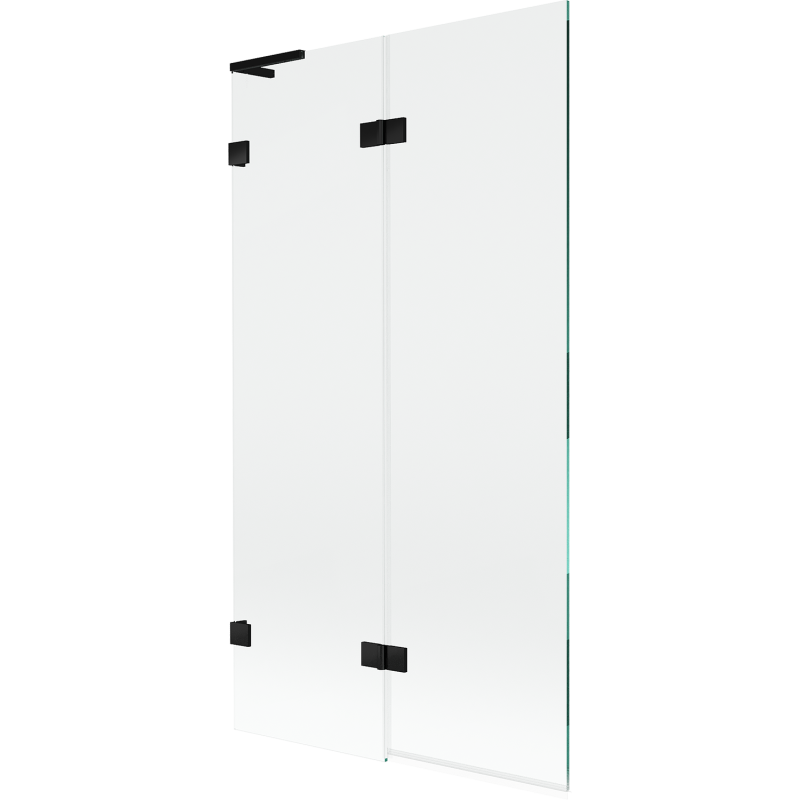 Mexen Lunar L badwand 2-delig links 100 x 150 cm, transparant, zwart - 897L-100-100-70-00-L