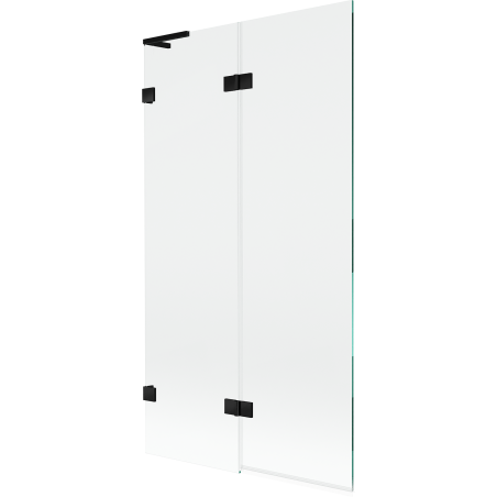 Mexen Lunar L badwand 2-delig links 100 x 150 cm, transparant, zwart - 897L-100-100-70-00-L