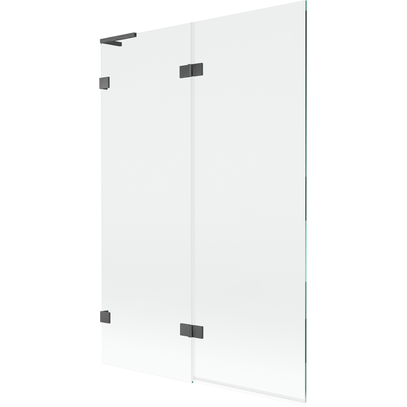 Mexen Lunar L badscherm voor bad 2-delig links 120 x 150 cm, transparant, geborsteld gun grijs - 897L-120-100-66-00-L