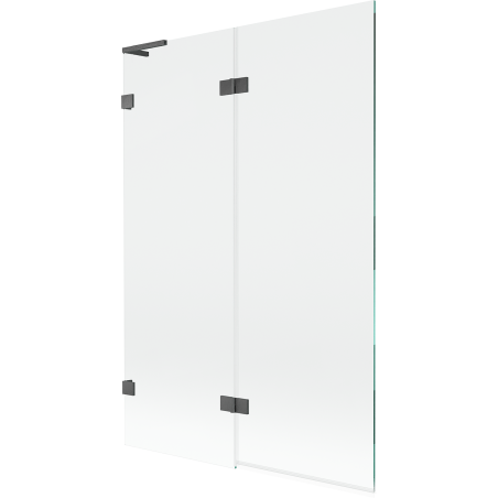 Mexen Lunar L paravento da bagno a 2 ante sinistro 120 x 150 cm, trasparente, grigio canna di fucile spazzolato