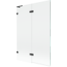 Mexen Lunar L Duschabtrennung 2-flügelig links 120 x 150 cm, transparent, gebürstetes Gun-Grau - 897L-120-100-66-00-L