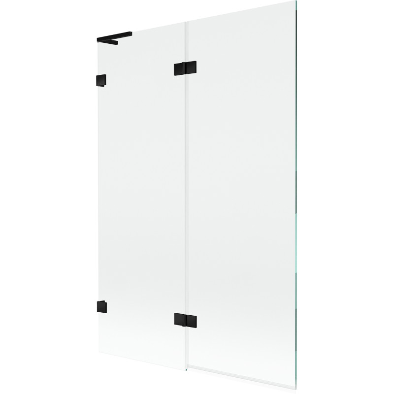 Mexen Lunar L dvoslojna paravana lijevo 120 x 150 cm, prozirna, crna - 897L-120-100-70-00-L