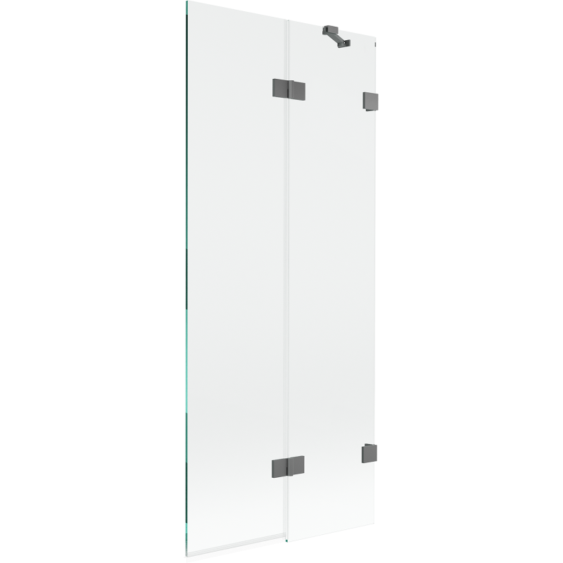 Mexen Lunar mampara de ducha de 2 paneles derecha 80 x 150 cm, transparente, metal de arma - 897-080-100-95-00-P