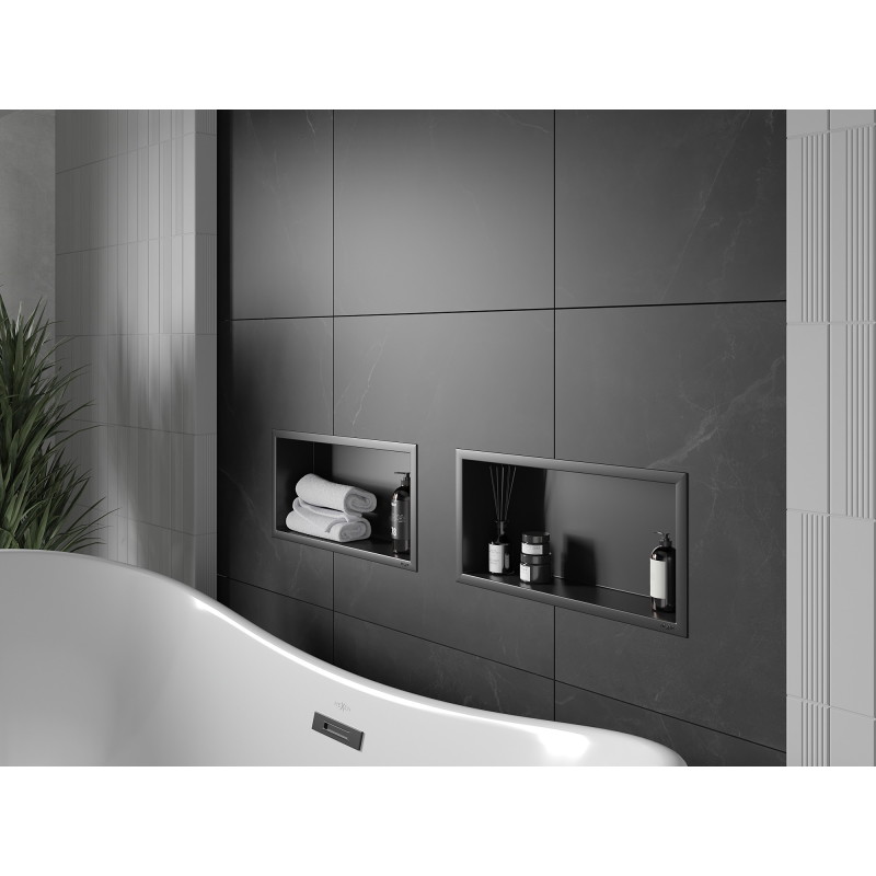 Mexen X-Wall-R Nischenregal mit Flansch 45 x 20 cm, schwarz - 1970452010