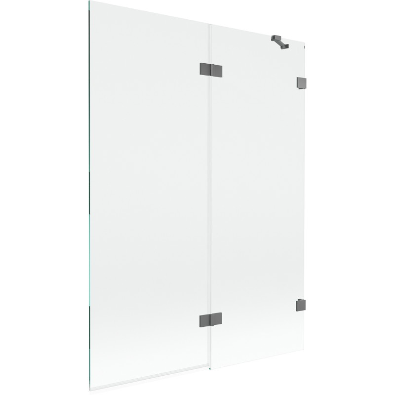 Mexen Lunar vannisirm 2-osaline parem 130 x 150 cm, läbipaistev, püssmetall - 897-130-100-95-00-P