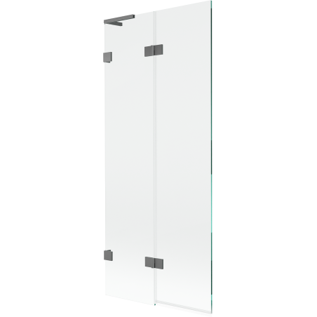 Mexen Lunar L paratia da vasca da bagno a 2 ante sinistra 80 x 150 cm, trasparente, gun metal - 897L-080-100-95-00-L