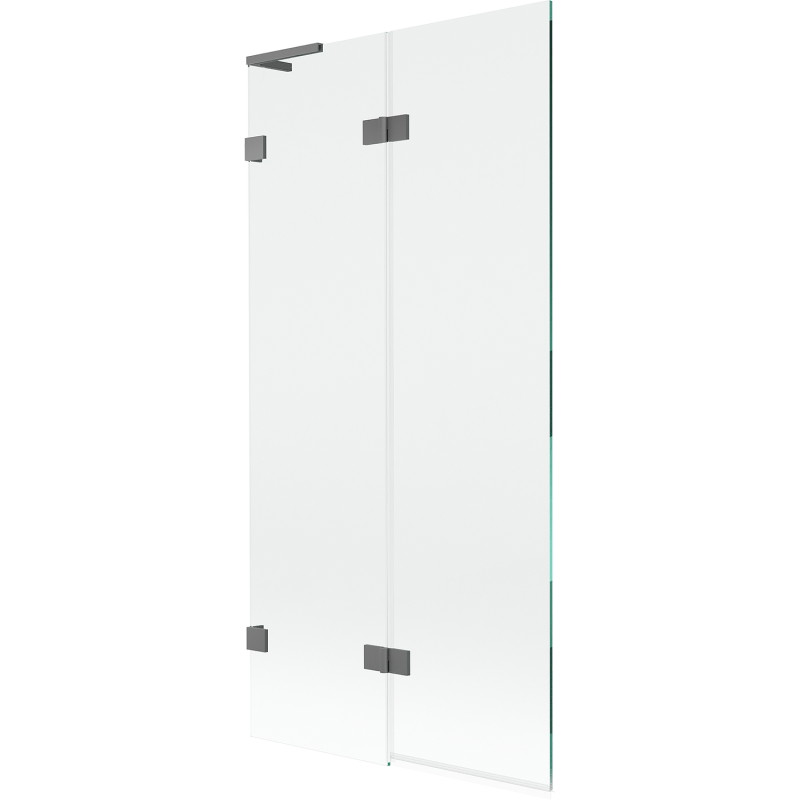 Mexen Lunar L lijevi dvokrilni paravan za kupaonicu 90 x 150 cm, proziran, gun metal - 897L-090-100-95-00-L