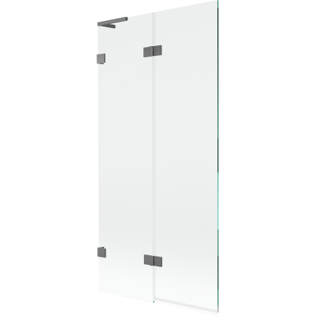 Mexen Lunar L lijevi dvokrilni paravan za kupaonicu 90 x 150 cm, proziran, gun metal - 897L-090-100-95-00-L