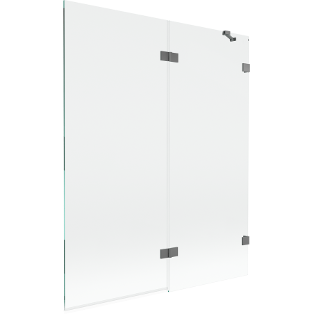 Mexen Lunar Badewannen-Faltwand 2-flügelig rechts 140 x 150 cm, transparent, Gun Metal - 897-140-100-95-00-P