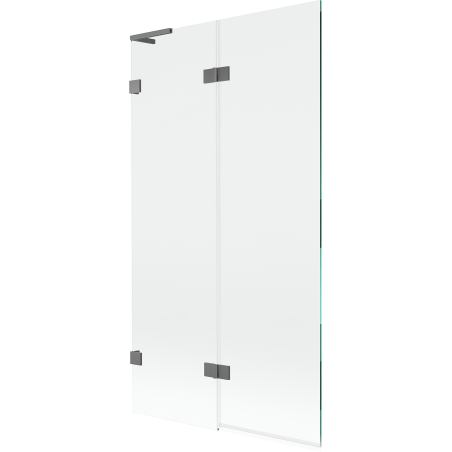 Mexen Lunar L Duschwand 2-flügelig links 100 x 150 cm, transparent, Gun Metal - 897L-100-100-95-00-L