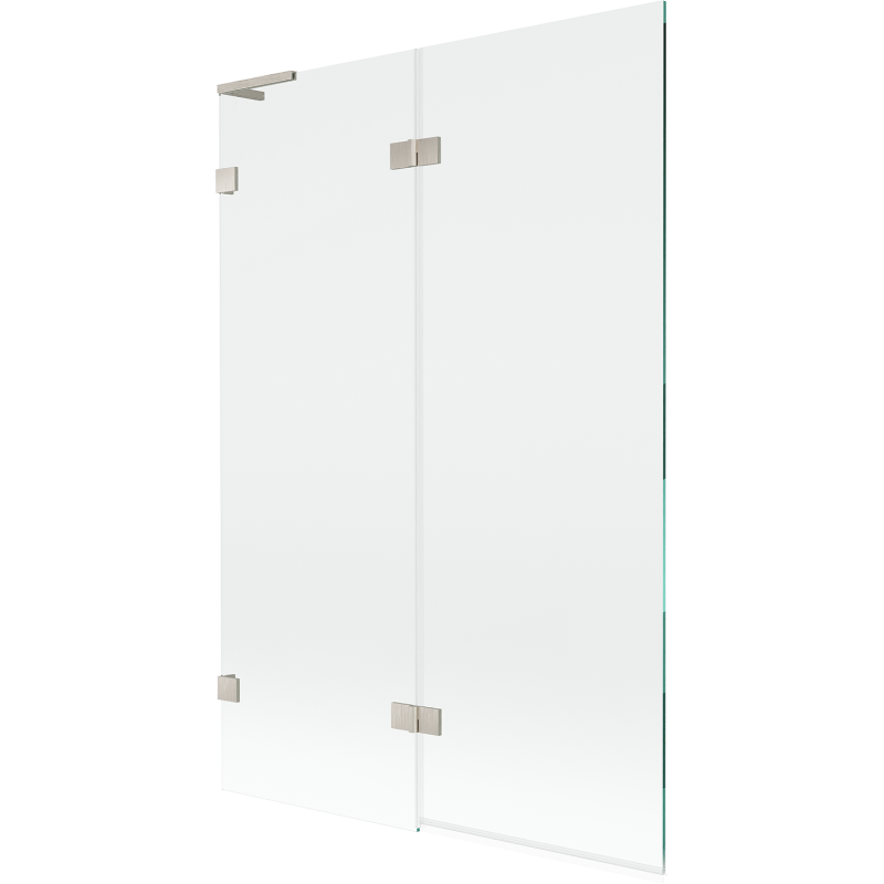 Mexen Lunar L badwand links 2-delig 120 x 150 cm, transparant, geborsteld nikkel - 897L-120-100-97-00-L