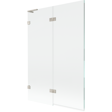 Mexen Lunar L badwand links 2-delig 120 x 150 cm, transparant, geborsteld nikkel - 897L-120-100-97-00-L