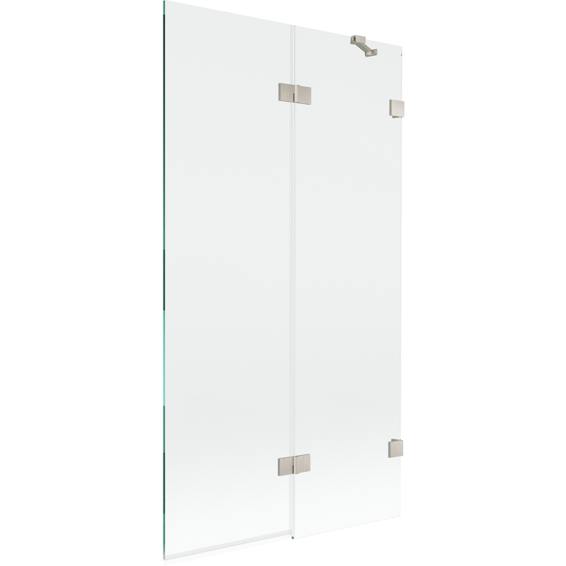 Mexen Lunar paratia per vasca da bagno a 2 ante destra 100 x 150 cm, trasparente, nichel spazzolato - 897-100-100-97-00-P