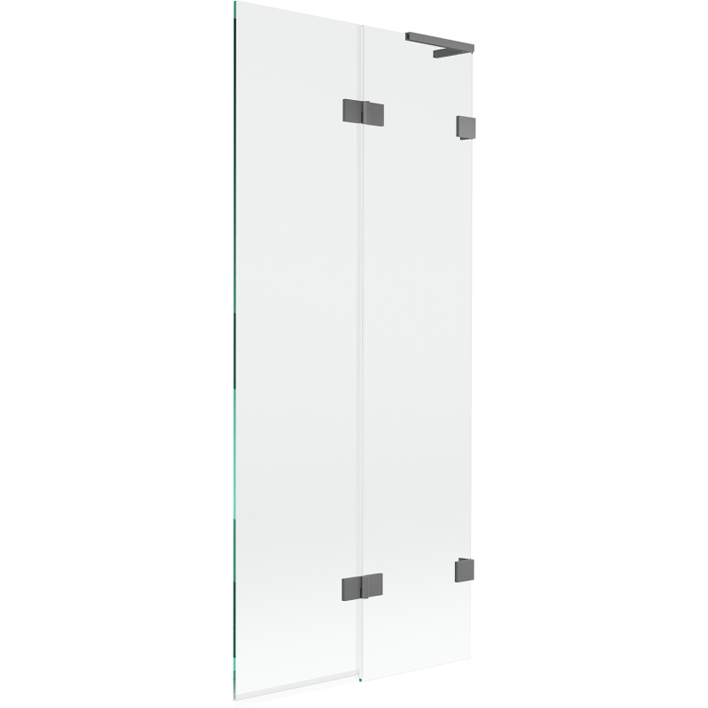 Mexen Lunar L 2-krilna desna kopalniška pregrada 80 x 150 cm, prozorna, pištolsko kovinska - 897L-080-100-95-00-P