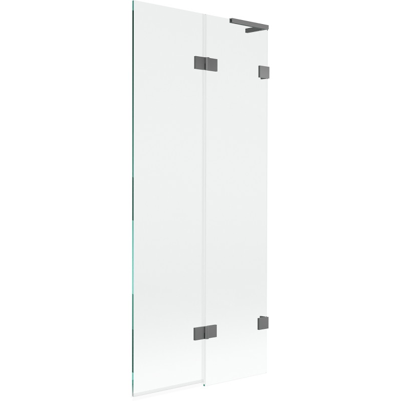 Mexen Lunar L vannisirm 2-osaline parem 80 x 150 cm, läbipaistev, gun metal - 897L-080-100-95-00-P