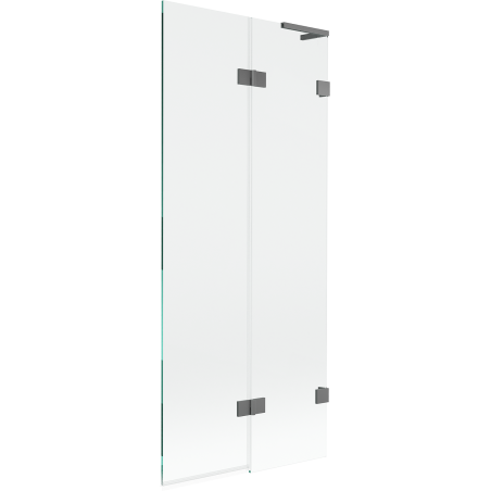 Mexen Lunar L badwand 2-delig rechts 80 x 150 cm, transparant, kanonmetaal - 897L-080-100-95-00-P