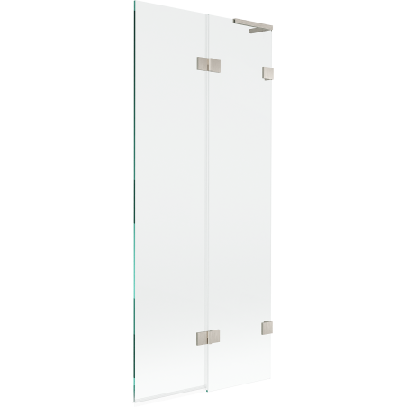Mexen Lunar L Badewannenwand 2-flügelig rechts 80 x 150 cm, transparent, gebürstetes Nickel - 897L-080-100-97-00-P