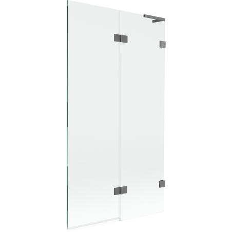 Mexen Lunar L zweef duechtrennwand mat 2-Flille riets, 100 x 150 cm, transparent, Gun Metal - 897L-100-100-95-00-P