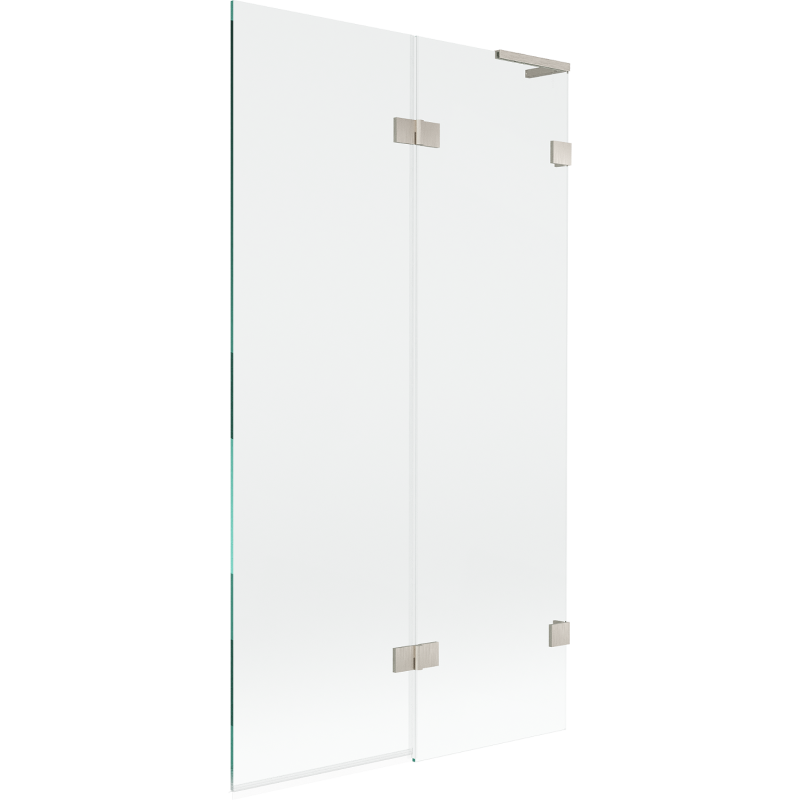 Mexen Lunar L badwand 2-delig rechts 100 x 150 cm, transparant, geborsteld nikkel - 897L-100-100-97-00-P