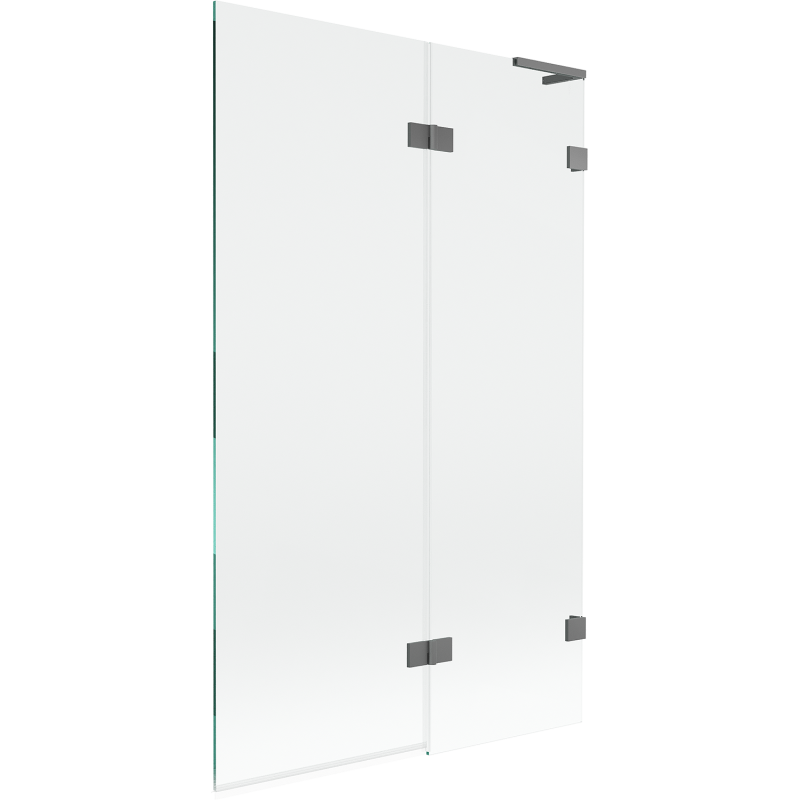 Mexen Lunar L Wannenabtrennung 2-flügelig rechts 110 x 150 cm, transparent, Gun Metal - 897L-110-100-95-00-P