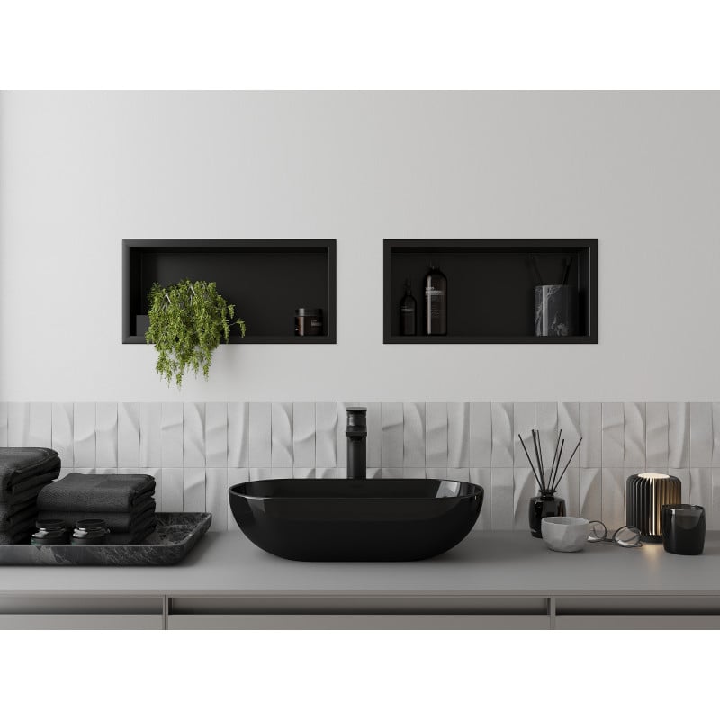 Mexen X-Wall-R inbouwnis plank met flens 45 x 20 cm, zwart - 1970452010