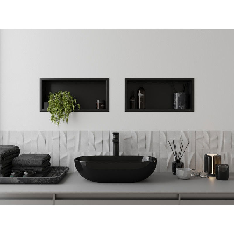 Mexen X-Wall-R Nischeregal mat Kranz 45 x 20 cm, schwaarz - 1970452010