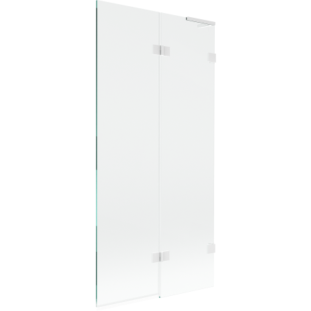 Mexen Lunar L vannitoasirm 2-labaline, parem, 90 x 150 cm, läbipaistev, valge - 897L-090-100-20-00-P