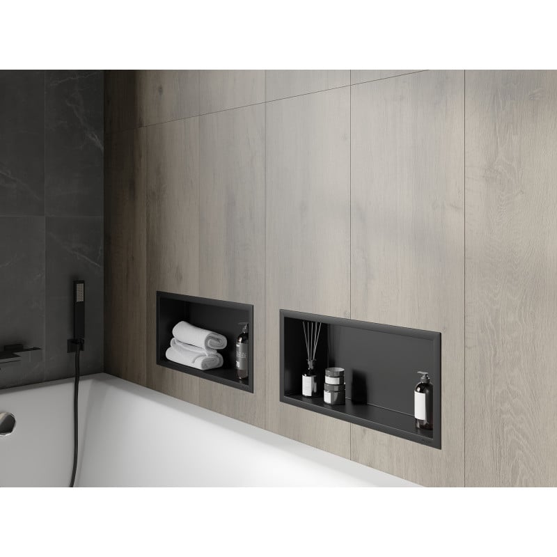 Mexen X-Wall-R inbouwnis plank met flens 45 x 20 cm, zwart - 1970452010