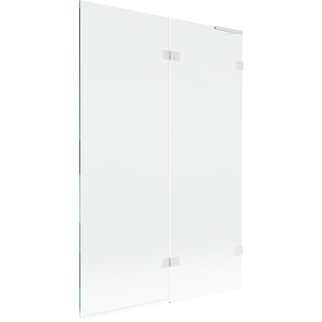 Mexen Lunar L paravent de bain 2 volets droit 120 x 150 cm, transparent, blanc - 897L-120-100-20-00-P